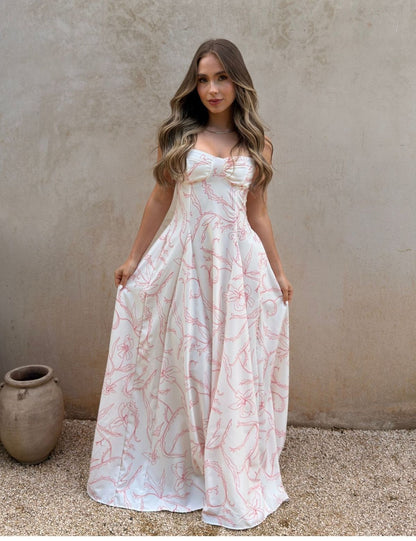 Vestido Largo Lucia Red Print